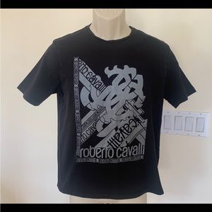 Roberto Cavalli Big Boys Kids Black Gray Cotton T-Shirt Tee Shirt Top Size M